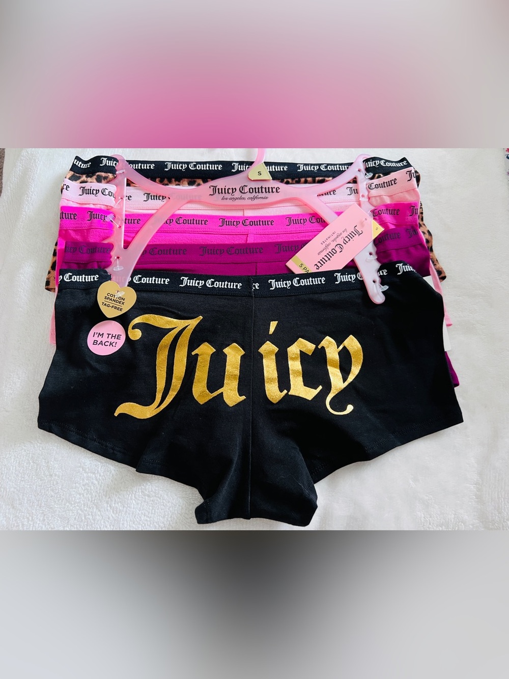 Juicy Couture 5 Pack Cotton Spandex Panties women’s boy shorts